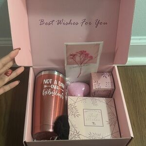Pink Gift Box with Tumbler and Accessories